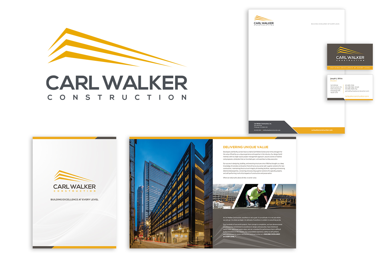 Carl Walker Logo Stationery and Brochure