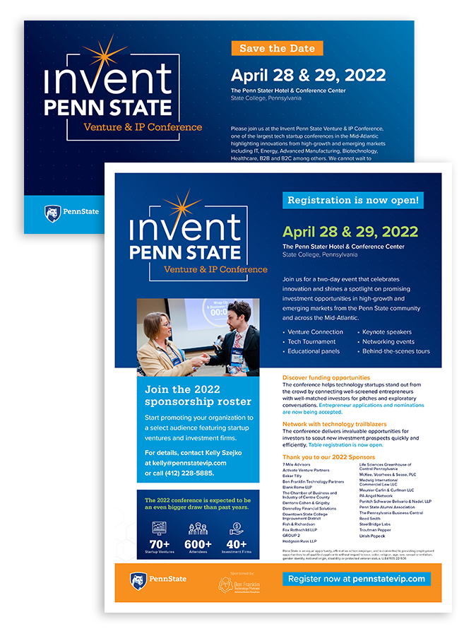 Invent Penn State Postcard and Flyer Invitation