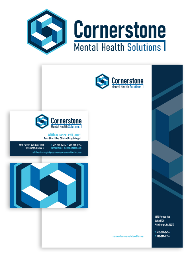 Cornerstone Mental Health Solutions Logo and Letterhead Package