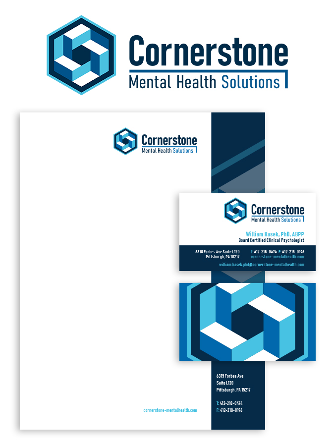 Cornerstone Mental Health Solutions Logo and Letterhead Package